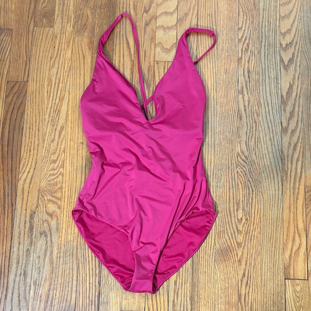 Andie Swim Elwood One-Piece Swimsuit Magma Pink size M NWOT‎